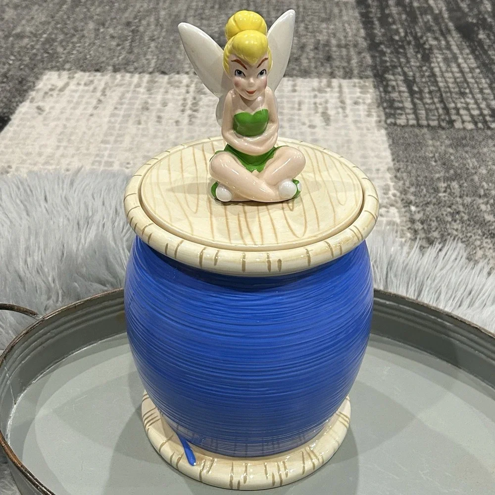 Disney Tinker Bell Sitting on‎ Blue Spool of Thread Cookie Jar